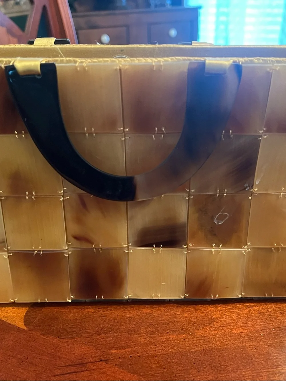Tortoiseshell Panel Accent Tote - Brown